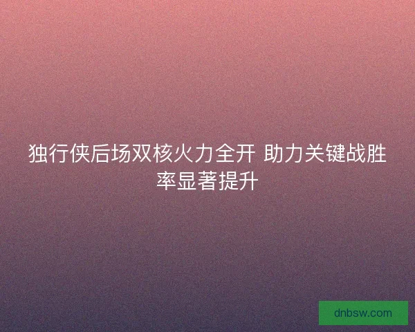 独行侠后场双核火力全开 助力关键战胜率显著提升