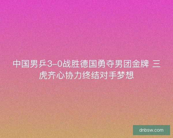 中国男乒3-0战胜德国勇夺男团金牌 三虎齐心协力终结对手梦想
