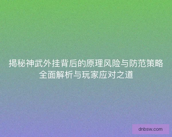 揭秘神武外挂背后的原理风险与防范策略全面解析与玩家应对之道