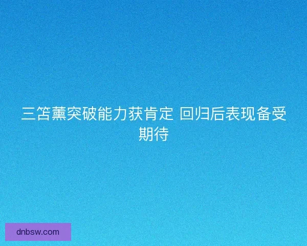 三笘薰突破能力获肯定 回归后表现备受期待